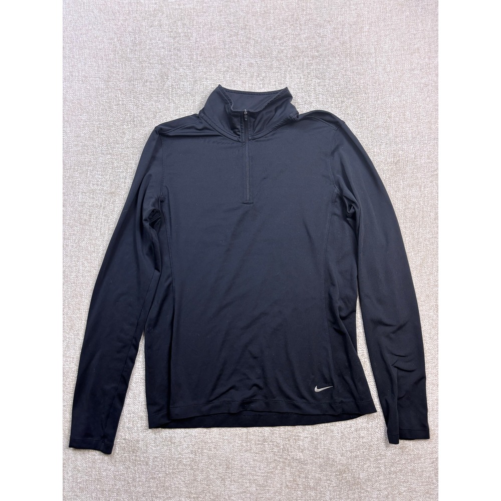 Nike Womens Black Quarter Zip Long Sleeve Performance Top 585856-010 Size Medium